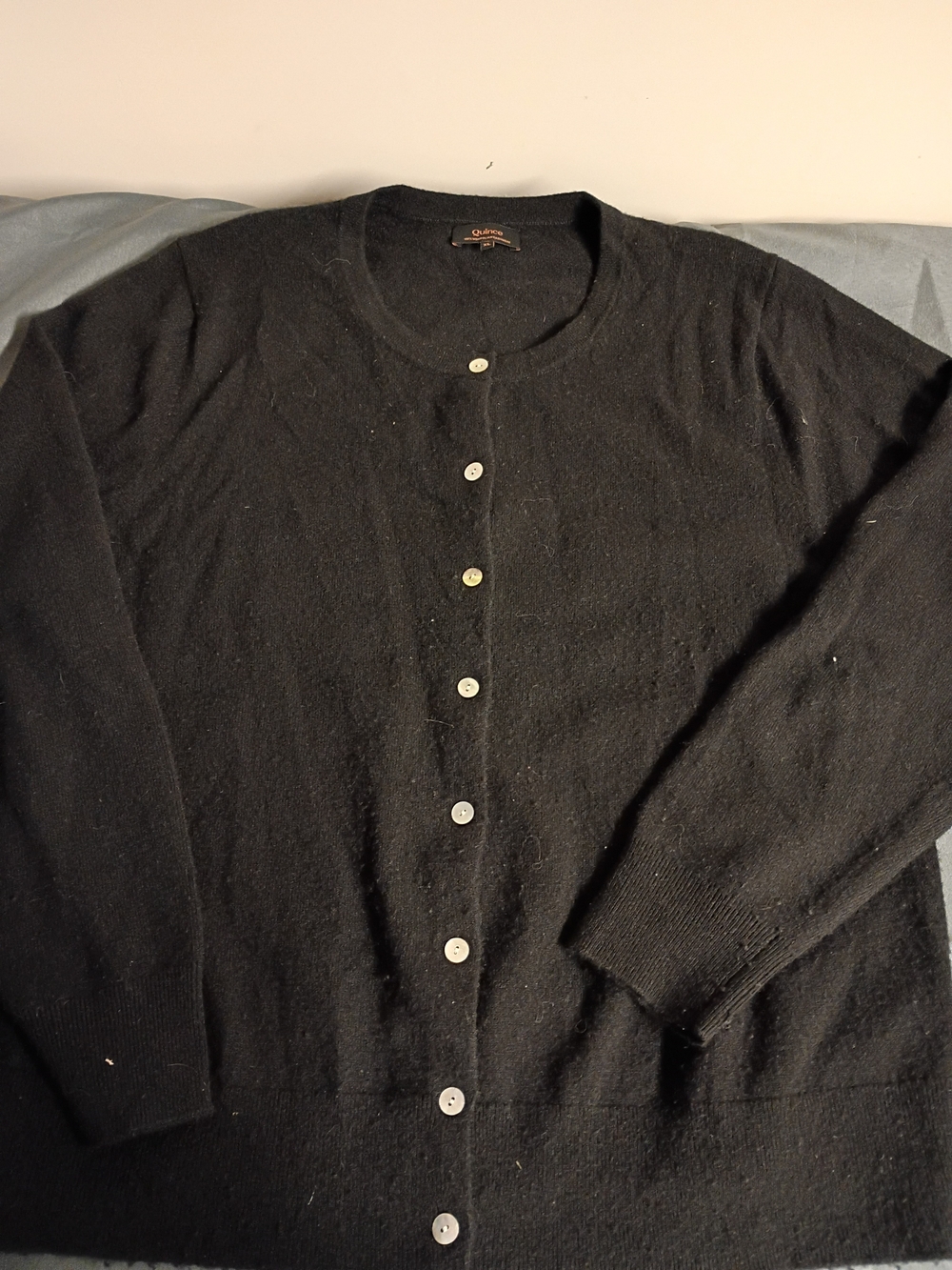 Quince Black Button-Front Women's Cardigan Sweater